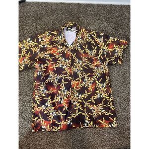 Vintage No Fear Men Size Small Floral Shirt Short Sleeve Casual Button Up‎